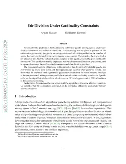 Fair Division Under Cardinality Constraints