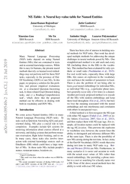 NE-Table: A Neural key-value table for Named Entities