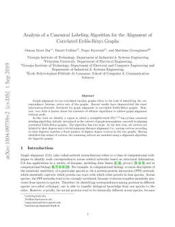 Analysis of a Canonical Labeling Algorithm for the Alignment of
  Correlated Erdős-Rényi Graphs