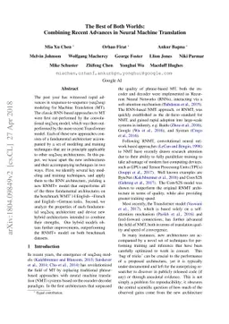 The Best of Both Worlds: Combining Recent Advances in Neural Machine
  Translation