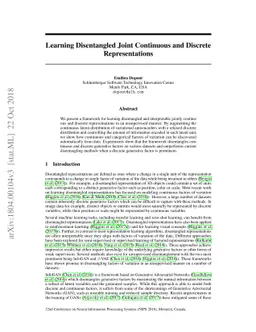 Learning Disentangled Joint Continuous and Discrete Representations