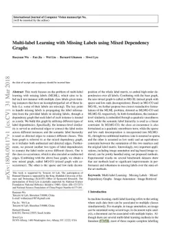 Multi-label Learning with Missing Labels using Mixed Dependency Graphs