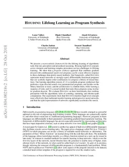 HOUDINI: Lifelong Learning as Program Synthesis