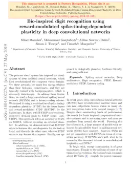 Bio-inspired digit recognition using reward-modulated
  spike-timing-dependent plasticity in deep convolutional networks