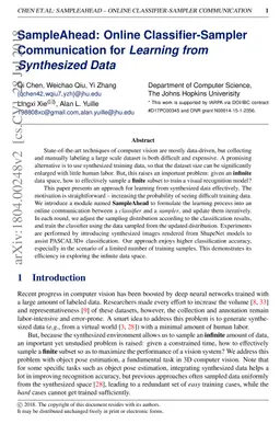 SampleAhead: Online Classifier-Sampler Communication for Learning from
  Synthesized Data