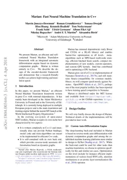 Marian: Fast Neural Machine Translation in C++