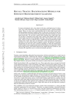 Recall Traces: Backtracking Models for Efficient Reinforcement Learning