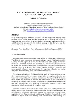 A Study of Student Learning Skills Using Fuzzy Relation Equations