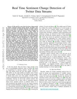 Real Time Sentiment Change Detection of Twitter Data Streams