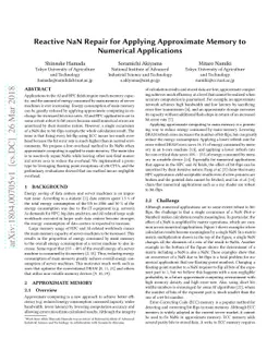 Reactive NaN Repair for Applying Approximate Memory to Numerical
  Applications