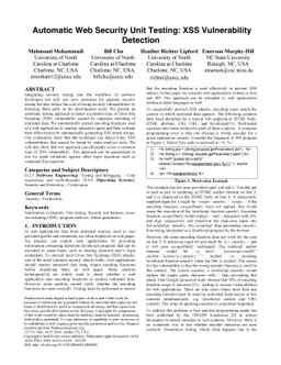 Automatic Web Security Unit Testing: XSS Vulnerability Detection