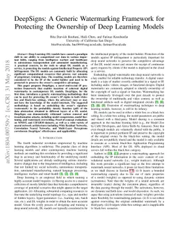 DeepSigns: A Generic Watermarking Framework for IP Protection of Deep
  Learning Models