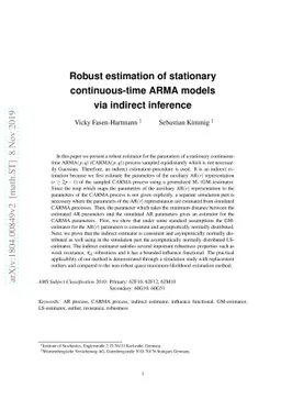 Robust estimation of stationary continuous-time ARMA models via indirect
  inference