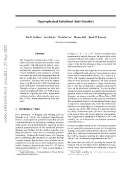 Hyperspherical Variational Auto-Encoders