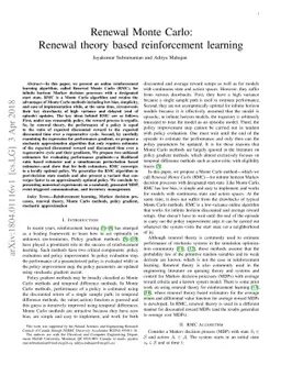 Renewal Monte Carlo: Renewal theory based reinforcement learning