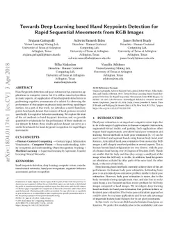 Towards Deep Learning based Hand Keypoints Detection for Rapid
  Sequential Movements from RGB Images