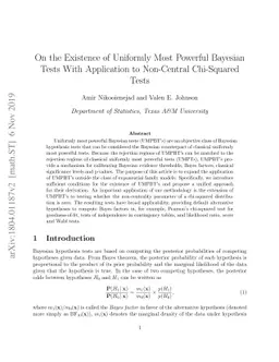 On the Existence of Uniformly Most Powerful Bayesian Tests With
  Application to Non-Central Chi-Squared Tests