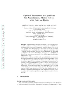 Optimal Rendezvous ${\mathcal L}$-Algorithms for Asynchronous Mobile
  Robots with External-Lights