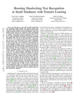 Boosting Handwriting Text Recognition in Small Databases with Transfer
  Learning