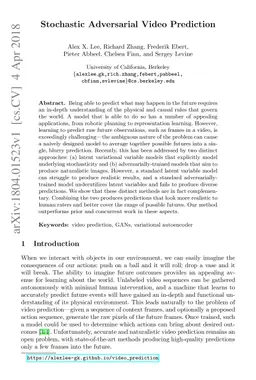 Stochastic Adversarial Video Prediction