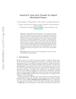 StainGAN: Stain Style Transfer for Digital Histological Images