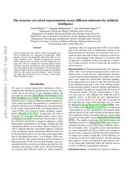 The structure of evolved representations across different substrates for
  artificial intelligence