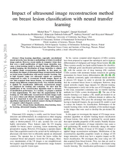 Impact of ultrasound image reconstruction method on breast lesion
  classification with neural transfer learning