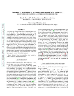Generative adversarial network-based approach to signal reconstruction
  from magnitude spectrograms