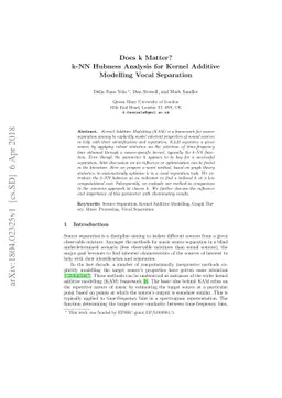 Does k Matter? k-NN Hubness Analysis for Kernel Additive Modelling Vocal
  Separation
