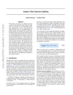 Adaptive Three Operator Splitting