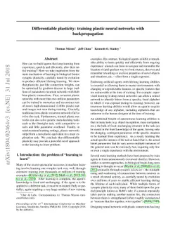 Differentiable plasticity: training plastic neural networks with
  backpropagation