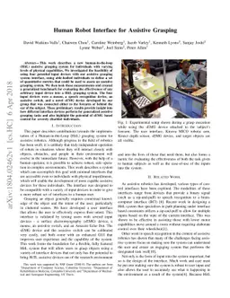 Human Robot Interface for Assistive Grasping