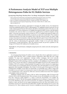 A Performance Analysis Model of TCP over Multiple Heterogeneous Paths
  for 5G Mobile Services