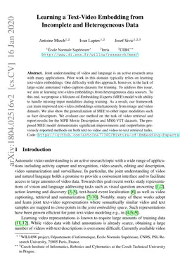 Learning a Text-Video Embedding from Incomplete and Heterogeneous Data