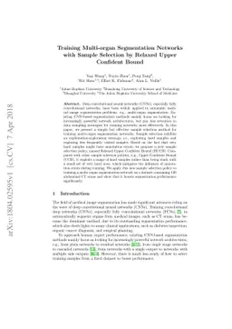 Training Multi-organ Segmentation Networks with Sample Selection by
  Relaxed Upper Confident Bound