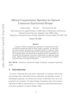 Efficient Computational Algorithm for Optimal Continuous Experimental
  Designs