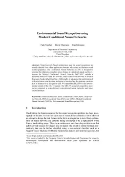Environmental Sound Recognition using Masked Conditional Neural Networks
