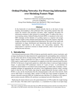 Ordinal Pooling Networks: For Preserving Information over Shrinking
  Feature Maps