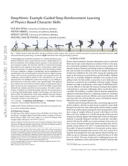 DeepMimic: Example-Guided Deep Reinforcement Learning of Physics-Based
  Character Skills