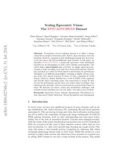 Scaling Egocentric Vision: The EPIC-KITCHENS Dataset