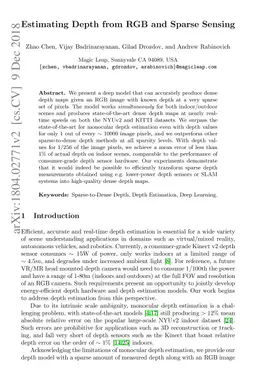 Estimating Depth from RGB and Sparse Sensing