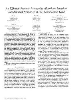 An Efficient Privacy-Preserving Algorithm based on Randomized Response
  in IoT-based Smart Grid