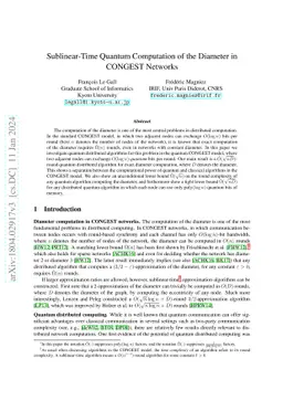 Sublinear-Time Quantum Computation of the Diameter in CONGEST Networks