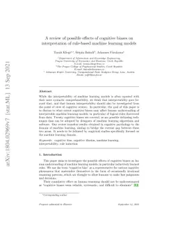 A review of possible effects of cognitive biases on the interpretation
  of rule-based machine learning models