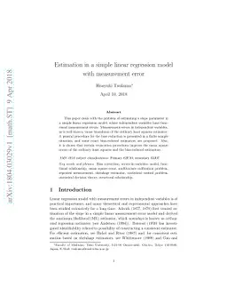 Estimation in a simple linear regression model with measurement error