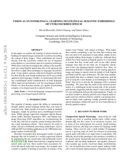 Vision as an Interlingua: Learning Multilingual Semantic Embeddings of
  Untranscribed Speech