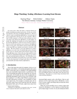 Binge Watching: Scaling Affordance Learning from Sitcoms