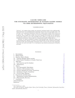 Cauchy noise loss for stochastic optimization of random matrix models
  via free deterministic equivalents