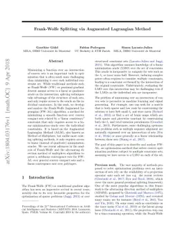 Frank-Wolfe Splitting via Augmented Lagrangian Method