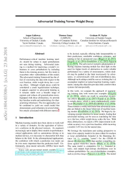 Adversarial Training Versus Weight Decay